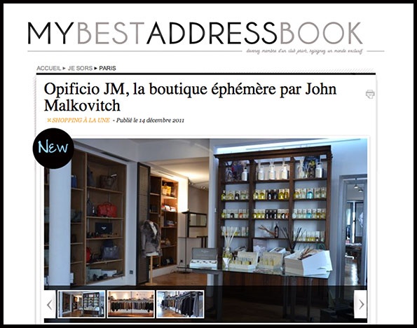 Showroomby - Un espace évènementiel unique en plein coeur de Paris : Article pour Opificio JM, la boutique éphémère de John Malkovitch